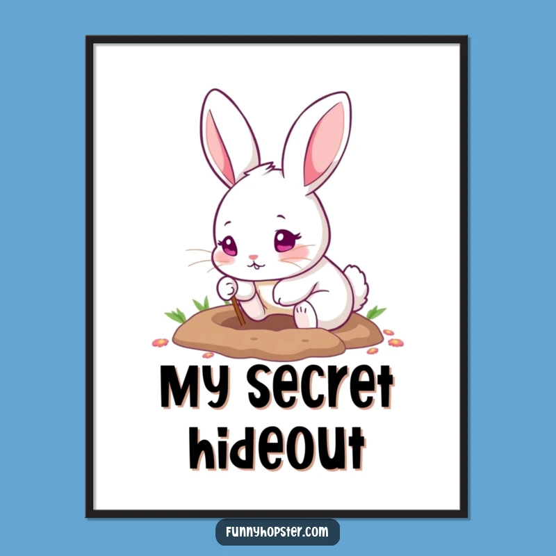 Funny Pink-Eyed Rabbit Digging Digital Art: Instant Charm!
