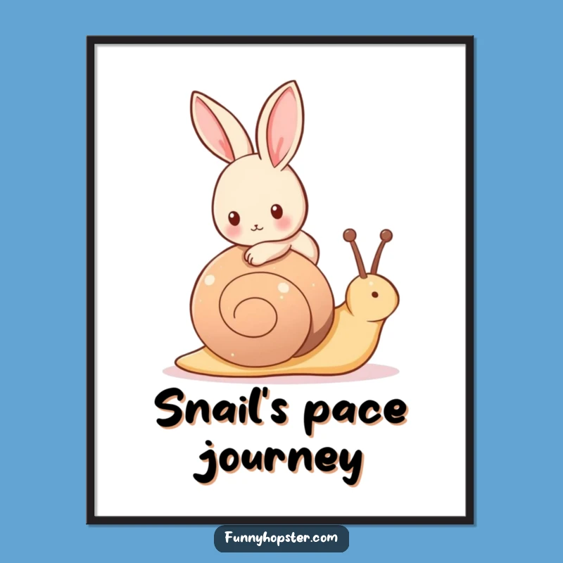 Funny Snail Rider Rabbit Digital Print: Instant Charm & Slow Fun - Amazing Funny Gift!
