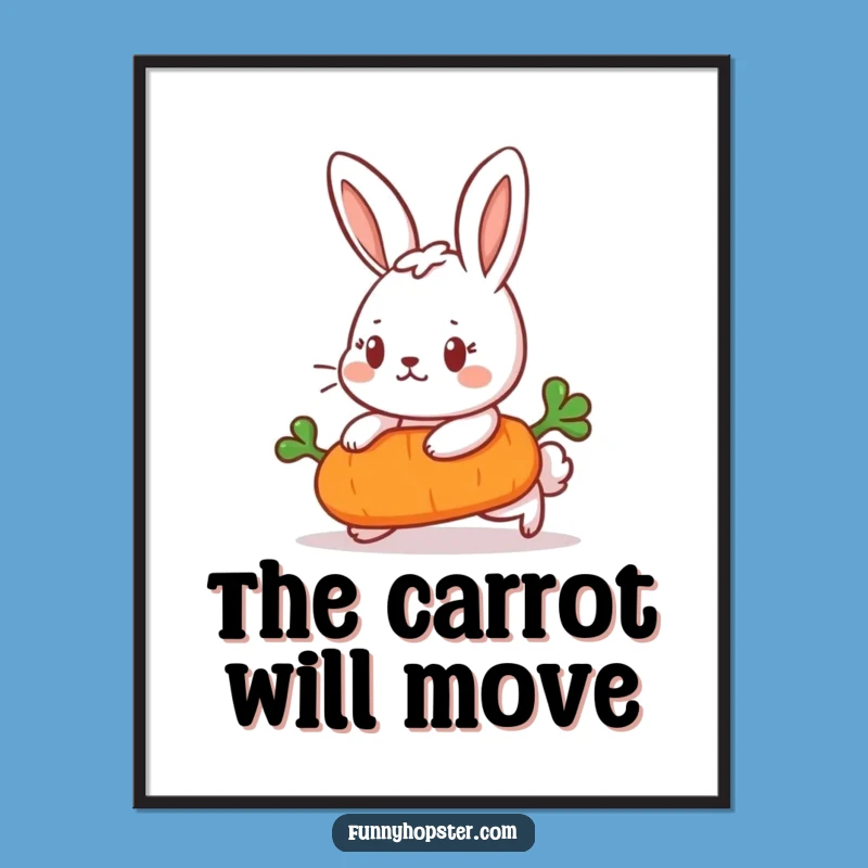 Funny Determined Rabbit Digital Art Print - Instant Motivational Decor