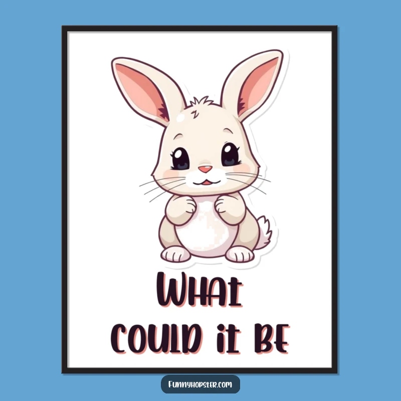 Funny Curious Rabbit Digital Art Print: Instant Intriguing Decor, Perfect Funny Gift