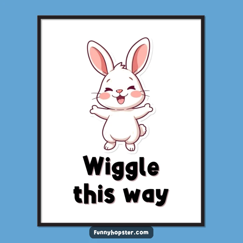 Funny Rabbit Wiggle Digital Art: Joyful Character for Humorous Home Decor