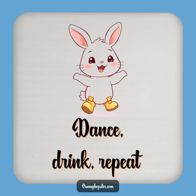 Funny Rabbit Boots Dance Coaster: Protect Surfaces with a Dancing Bunny - Cute Funny Gift!