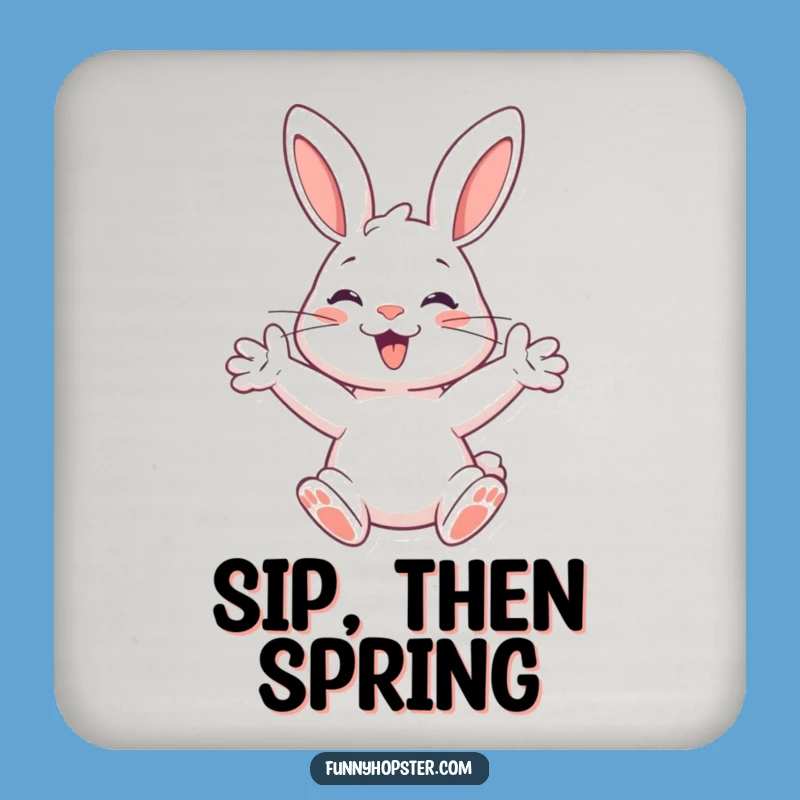 Funny Happy Rabbit Coaster: Add Spring to Your Surfaces