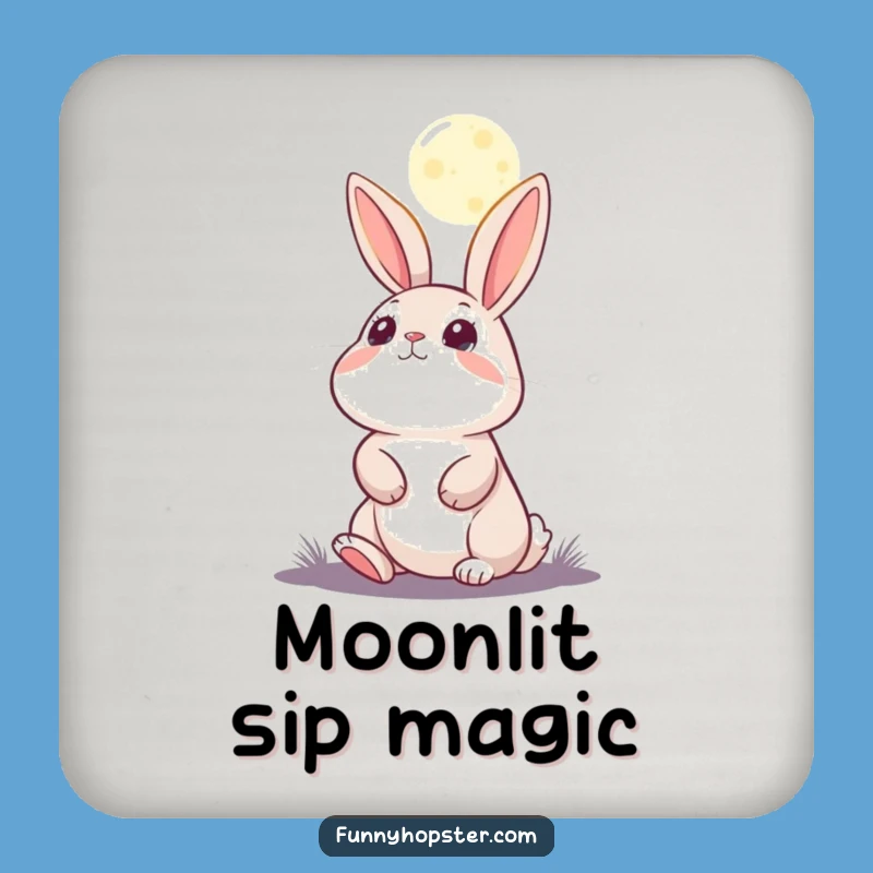 Funny Moon Gazing Rabbit Coaster: Wondering Character Protection for Humorous Gift