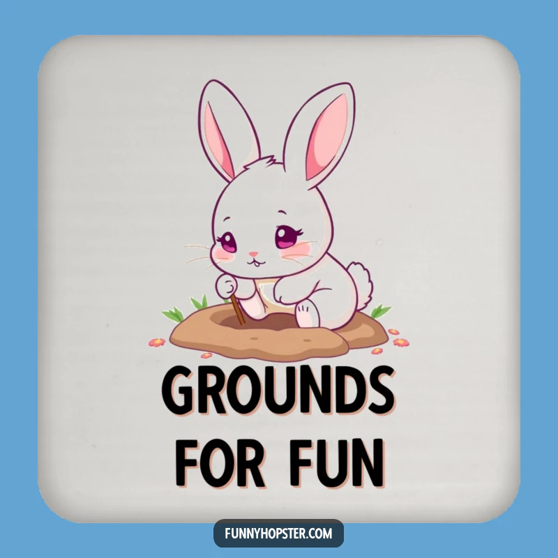 Funny Pink-Eyed Rabbit Digging Coaster: Protect Surfaces Humourously!