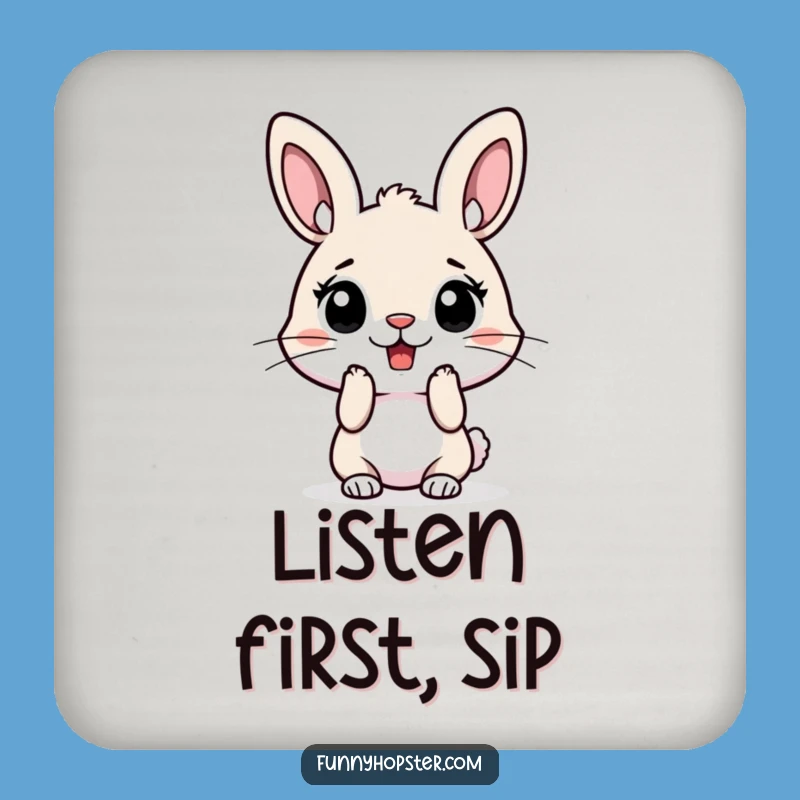 Funny Surprised Rabbit Coaster: Protect Surfaces with Humor