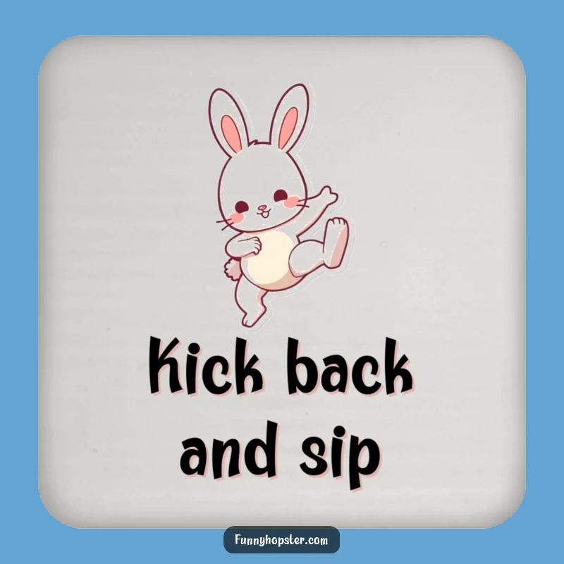 Funny Bunny Kick Drink Coasters: Protect Surfaces with Playful Energy, Cool Funny Gift