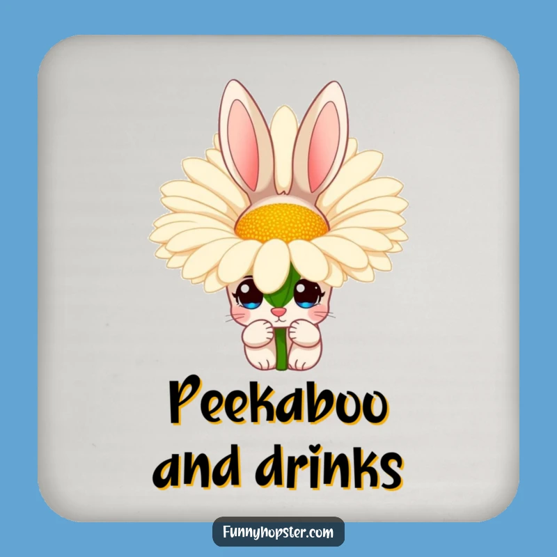 Funny Rabbit Daisy Drink Coaster - Protect Surfaces, Perfect Funny Gift for Hosts
