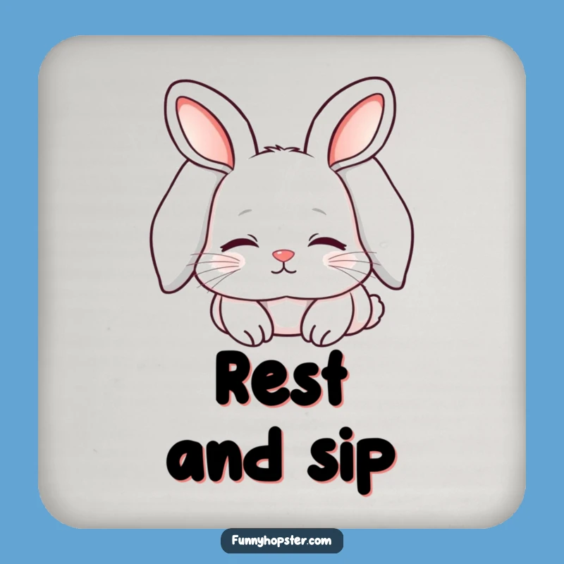 Funny Sleepy Kawaii Rabbit Coaster: Protect Surfaces with Cozy Charm!