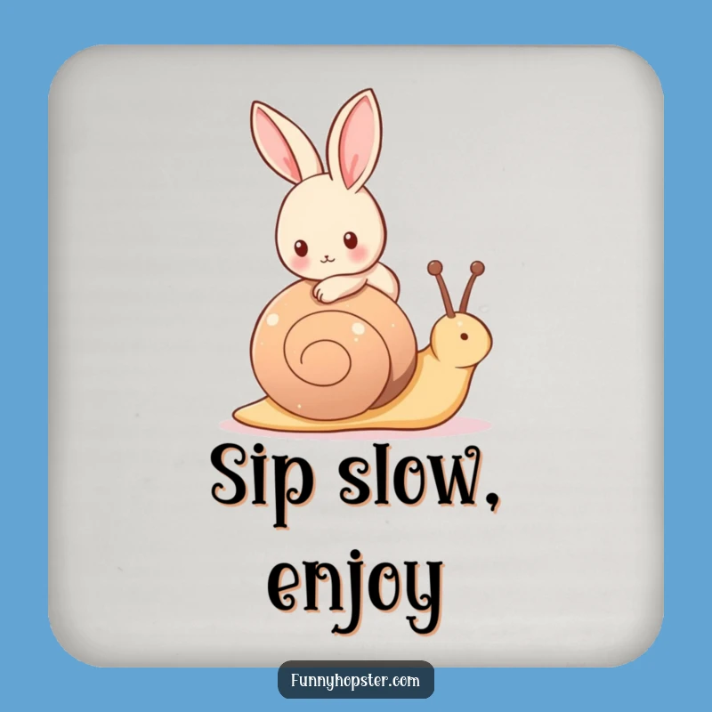 Funny Snail Rider Rabbit Coaster: Protect Surfaces with Slow Charm - Cute Funny Gift!