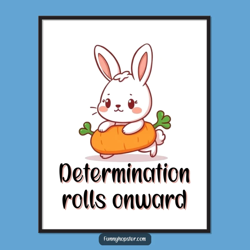 Funny Determined Rabbit Poster - Motivational Wall Art for Achievers
