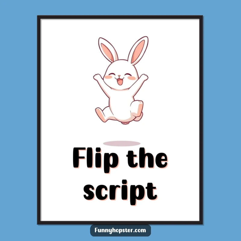 Funny Somersault Rabbit Poster - Dynamic Wall Art, Perfect Funny Gift for Decor