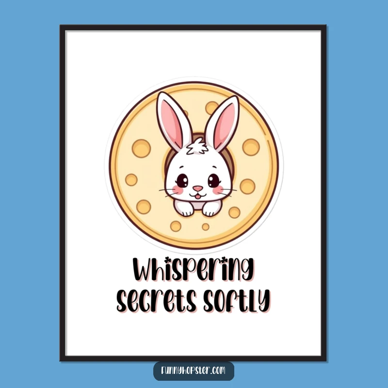 Funny Cheese Rabbit Poster: Adorable Mischief - The Perfect Funny Art Gift!