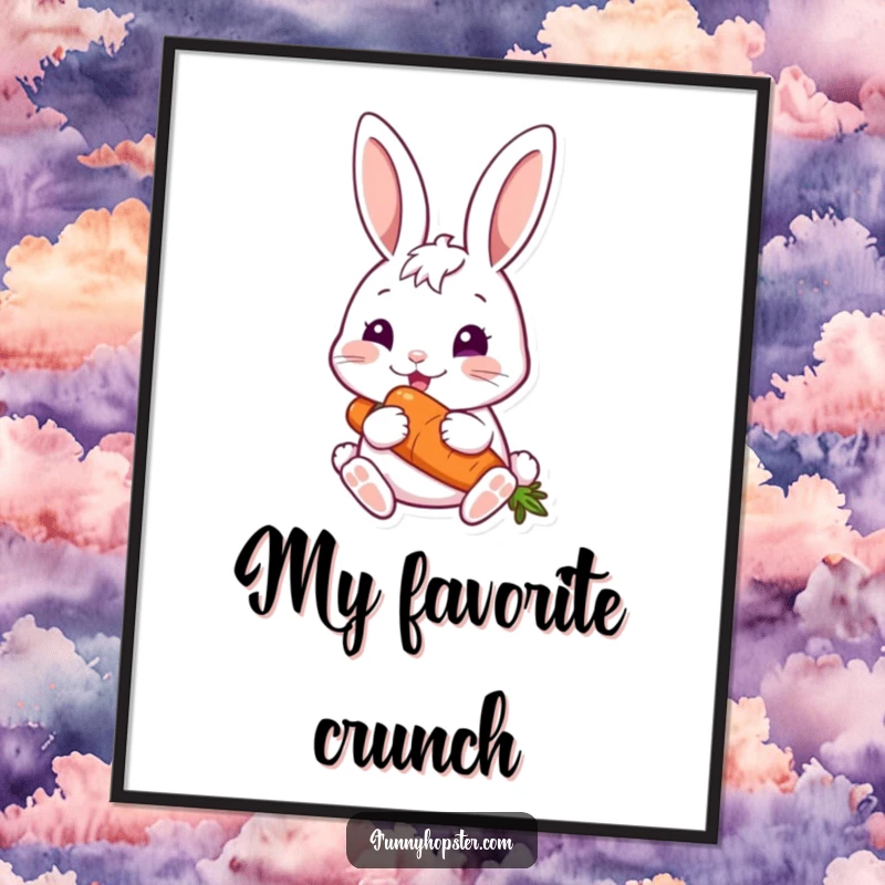 Funny rabbit happily eating a big carrot, perfect for a funny poster.