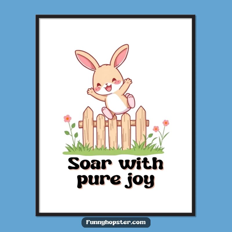 Funny Leaping Rabbit Art Poster: Decorate with Delight - Great Gift!