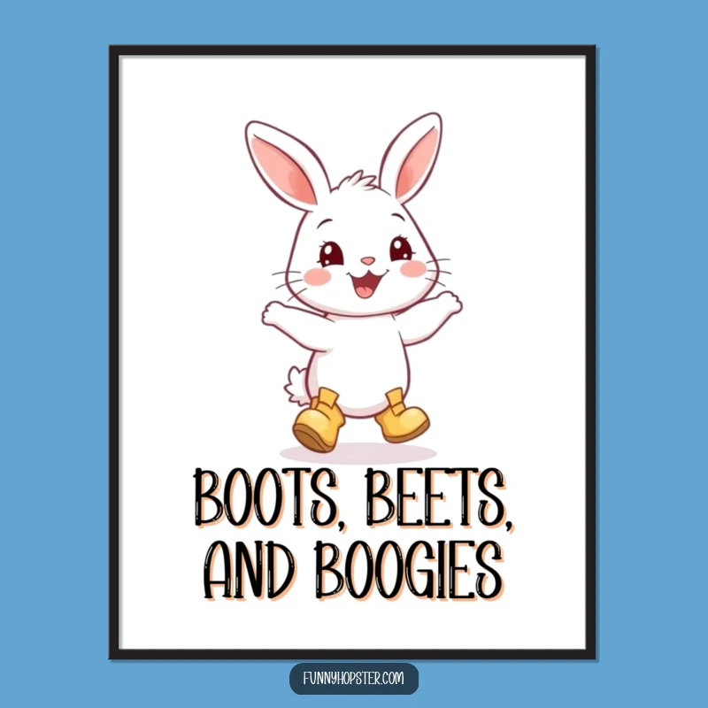 Funny Rabbit Boots Dance Poster: Vibrant Bunny Art - The Ultimate Funny Gift for Decor!