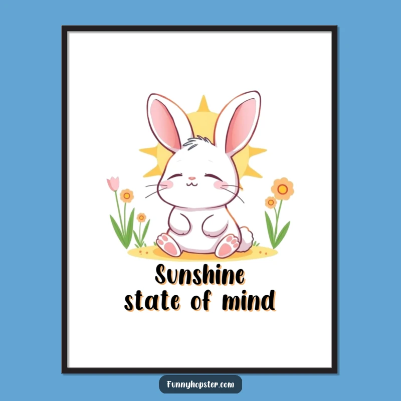 Funny Relaxed Rabbit Art Poster: Decorate with Peace - Great Gift!