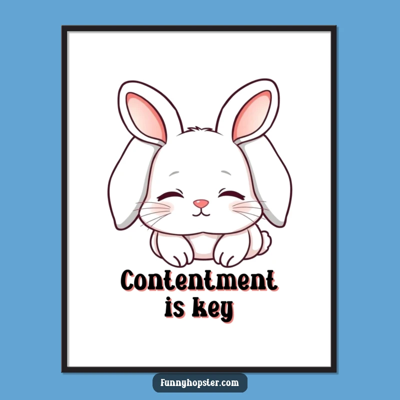 Funny Sleepy Kawaii Rabbit Poster: Sweet Dreams Decor & Contentment Gift!