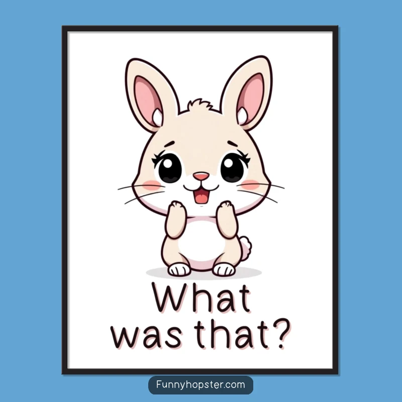 Funny Surprised Rabbit Poster: High Ears, Wall Art for Laughs