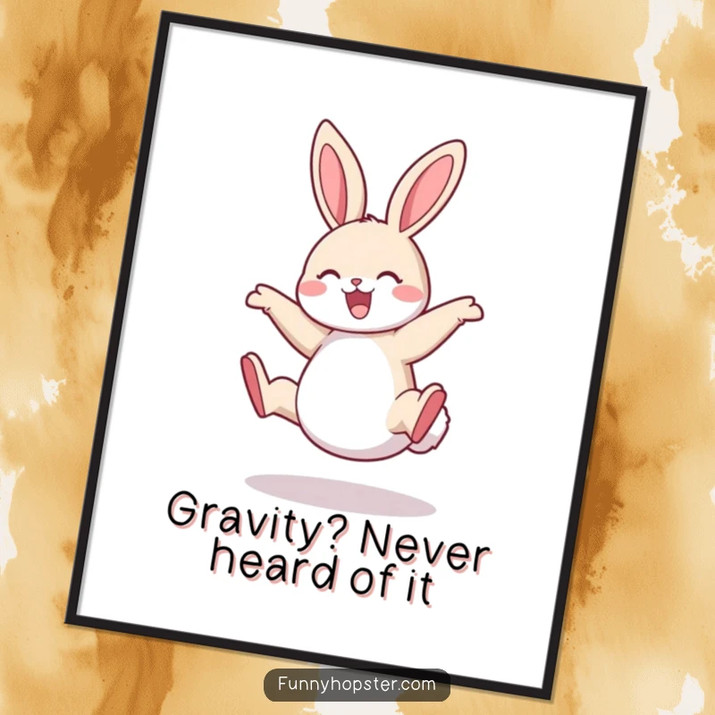 Funny Rabbit Poster: A dynamic illustration of a rabbit performing a joyful cartwheel, bringing energy and humor to any wall space.