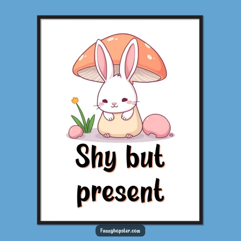 Funny Shy Rabbit Ears Poster - Adorable Wall Art for a Hidden Gem