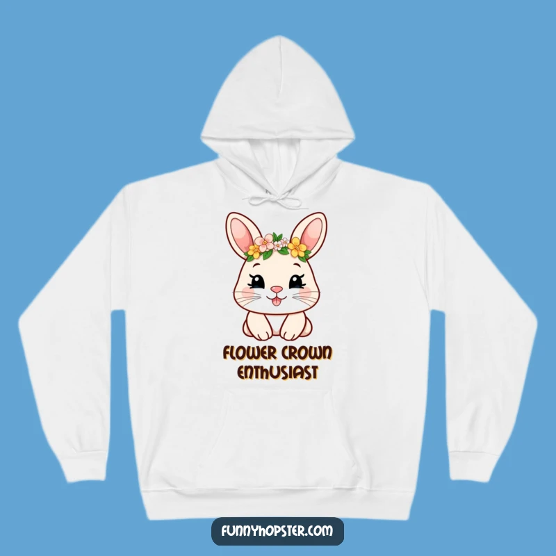 Cozy Funny Flower Crown Rabbit Hoodie - Warm & Whimsical Gift for Smiles