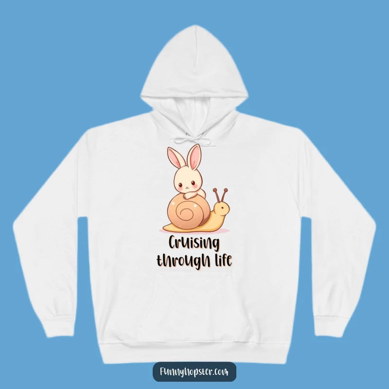 Funny Snail Rider Rabbit Hoodie: Cozy Comfort on a Slow Ride - Your New Favorite Funny Gift!