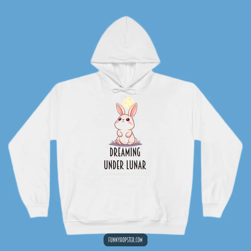 Funny Moon Gazing Rabbit Hoodie: Cozy Wondering Character for a Humorous Gift