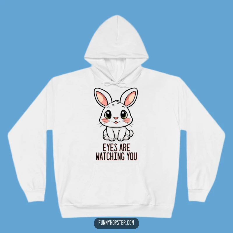 Funny Curious Rabbit Hoodie: Cozy Wide-Eyed Character for a Humorous Gift