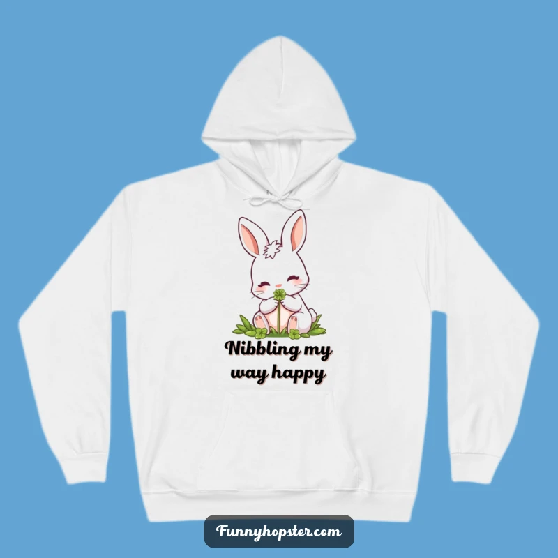 Funny Rabbit Clover Nibbler Hoodie: Cozy Up with a Touch of Luck