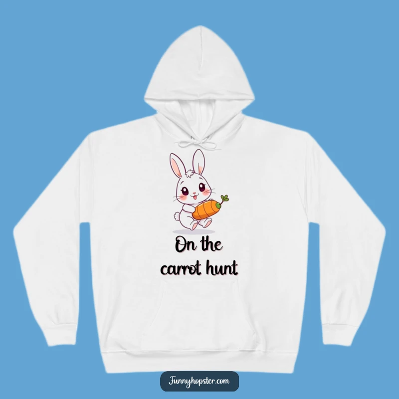 Cozy Funny Rabbit Carrot Chase Hoodie - Warm & Playful Comfort