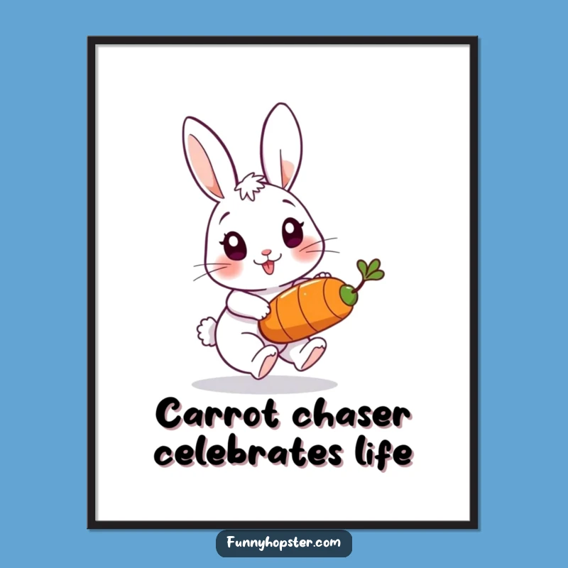 Free Printable Wall Art: Playful Rabbit, Bouncing Carrot, Funny Decor