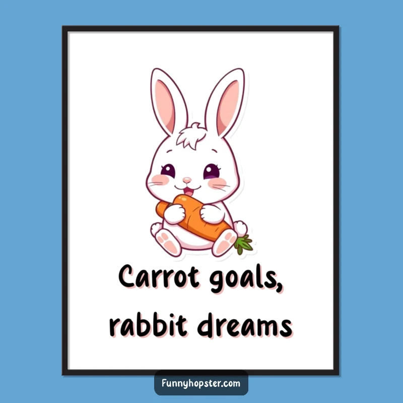 Free Printable Wall Art: Cute Happy Bunny Carrot, Downloadable Decor