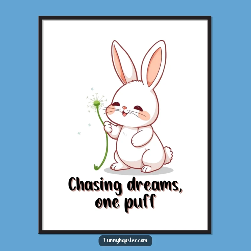 Free Printable Wall Art: Dandelion Playtime Rabbit - Funny Downloadable Decor