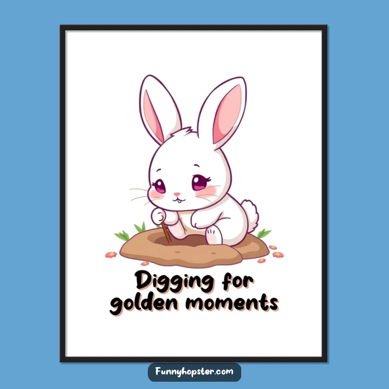 Funny Free Printable Wall Art: Rabbit Digging Hole - Whimsical Downloadable Decor