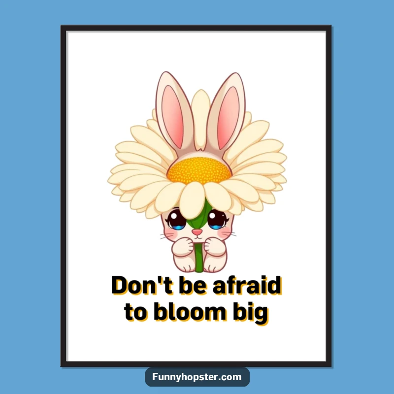 Free Printable Wall Art: Curious Rabbit Behind Daisy Downloadable Decor for a Whimsical Space