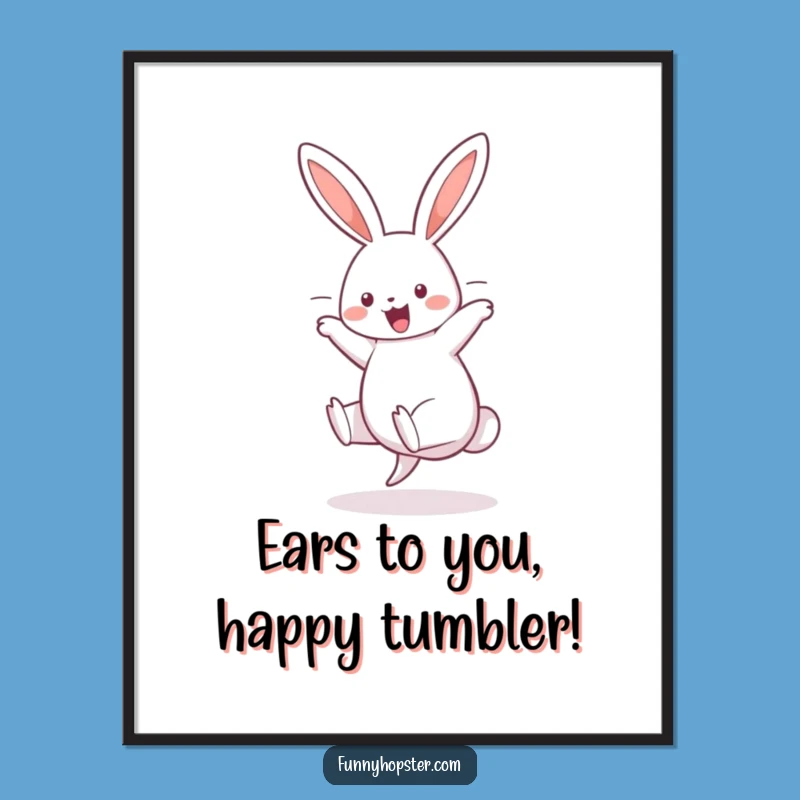Free Printable Wall Art: Whimsical Rabbit Cartwheel, Fun Home Decor, Downloadable Art