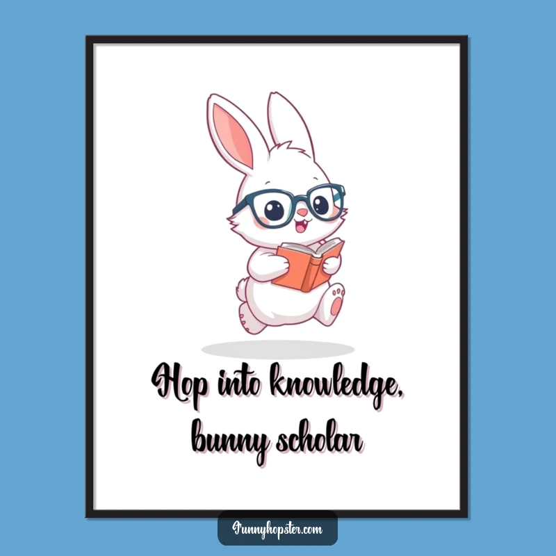Free Printable Wall Art: Funny Nerdy Rabbit, Whimsical Home Decor, Downloadable Art