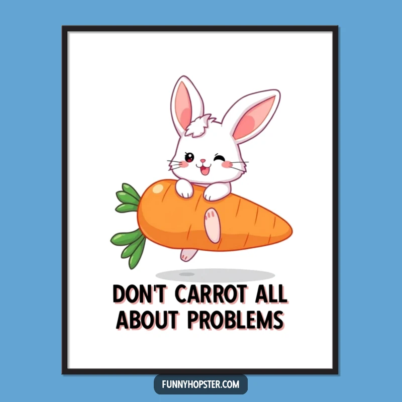 Funny Free Printable Wall Art: Bunny on Carrot - Whimsical Downloadable Decor Gift