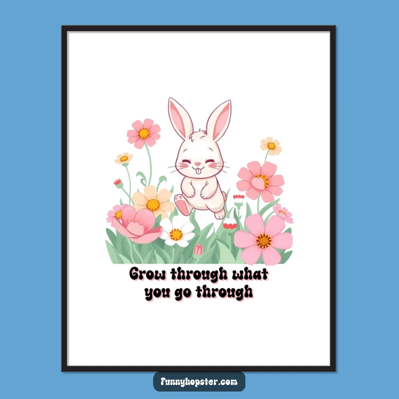 Funny Free Printable Wall Art: Mischievous Rabbit Flowers - Whimsical Decor