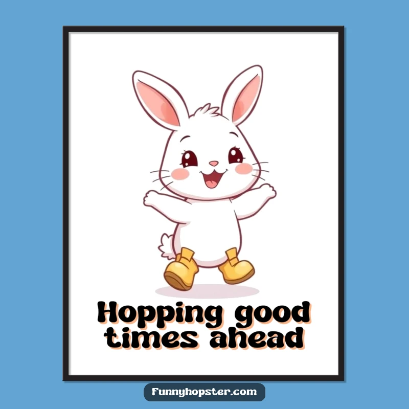 Free Printable Wall Art: Dancing Rabbit in Boots - Funny Downloadable Decor