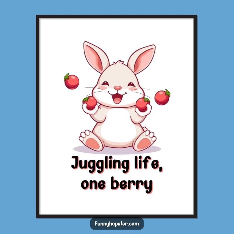 Free Printable Wall Art: Juggling Rabbit - Funny Downloadable Decor