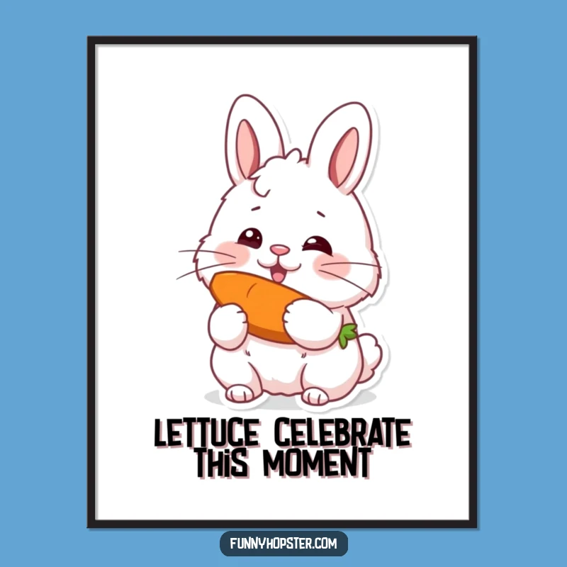 Free Printable Wall Art: Humorous Rabbit Munching Carrot Downloadable Decor for a Cozy, Funny Home