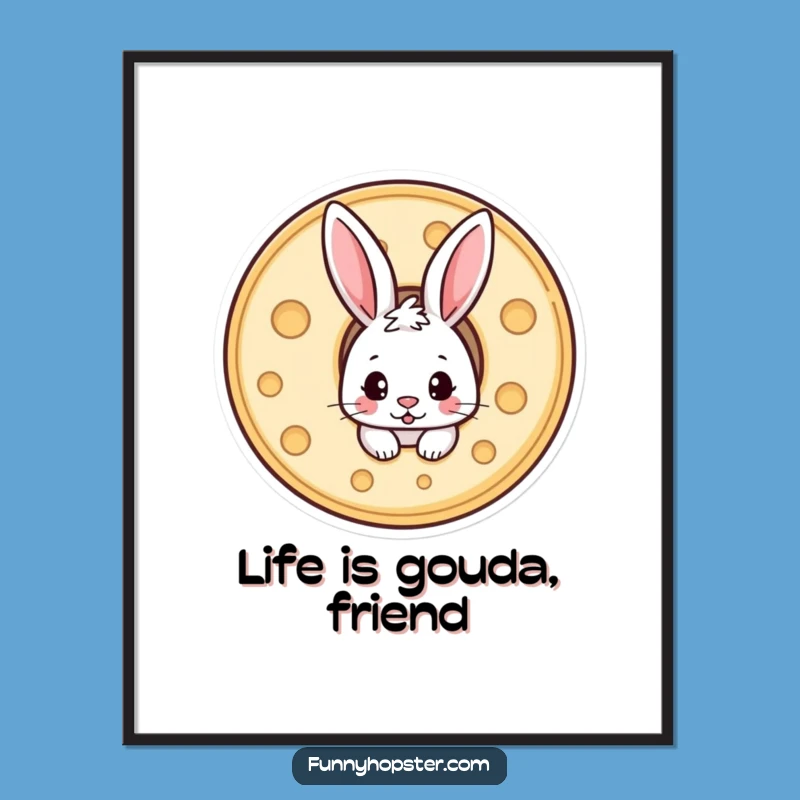 Free Printable Wall Art: Cheese Hiding Rabbit - Funny Downloadable Decor