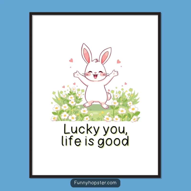 Free Printable Wall Art: Dancing Rabbit in Clover for a Cheerful Vibe