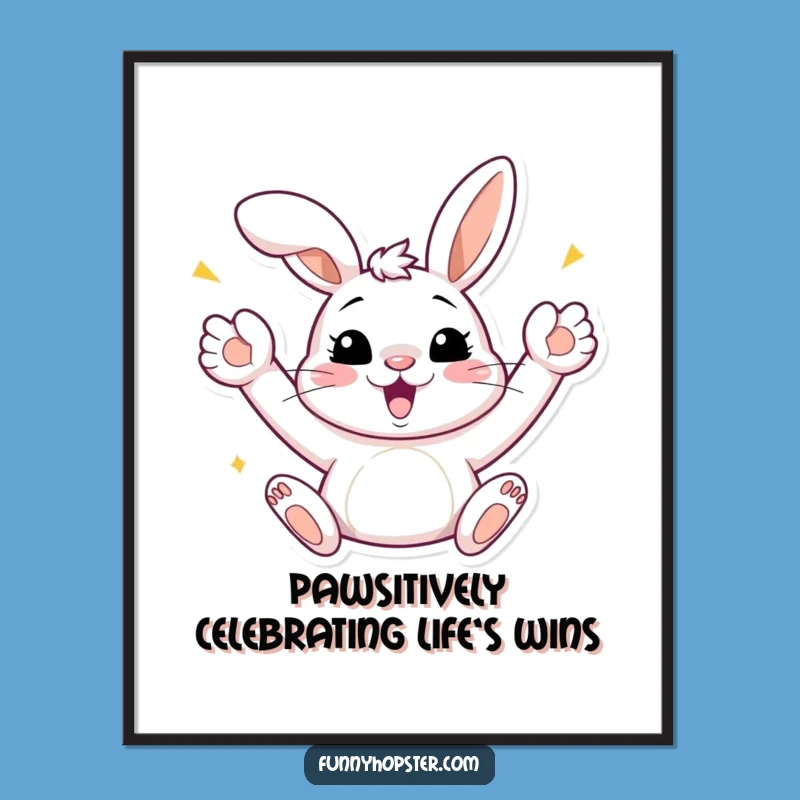Free Printable Celebrating Bunny Wall Art - Funny Downloadable Party Decor