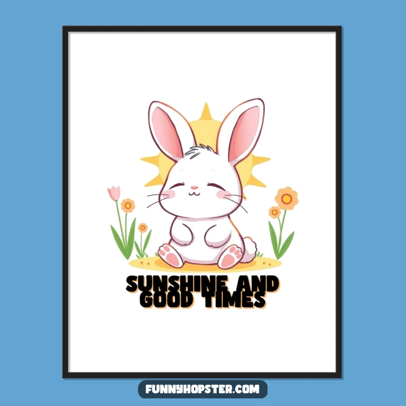 Funny Free Printable Wall Art: Peaceful Rabbit Basking in Sun, Downloadable Decor