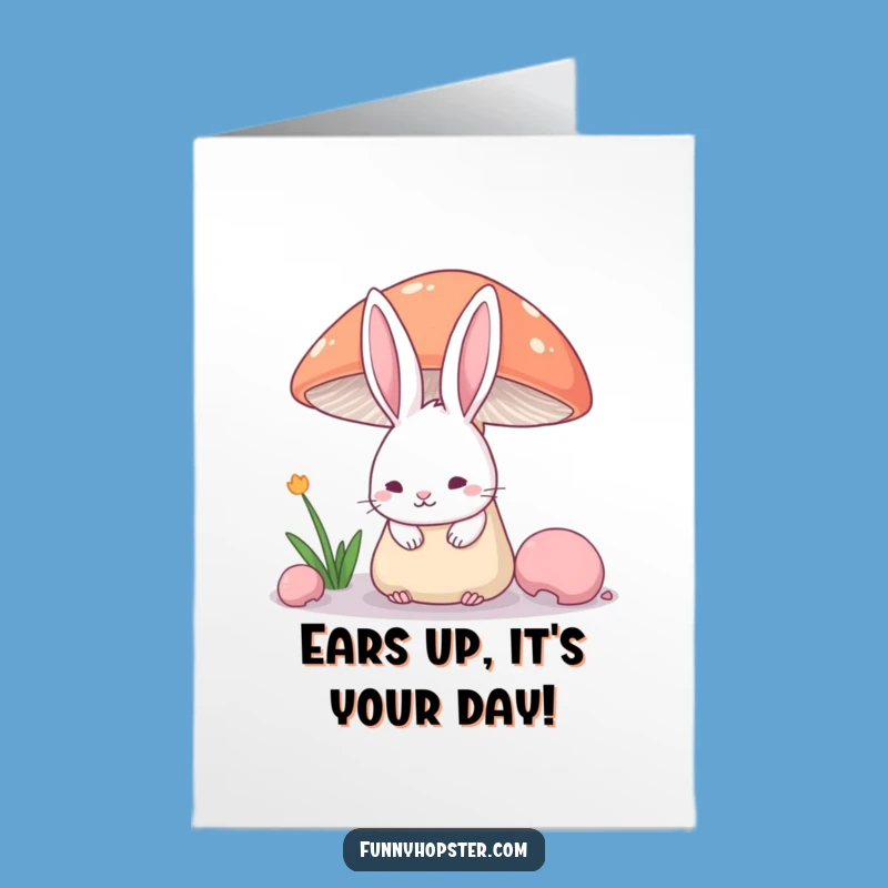 Free Printable Shy Rabbit Birthday Card - Funny Downloadable Gift for Introverts