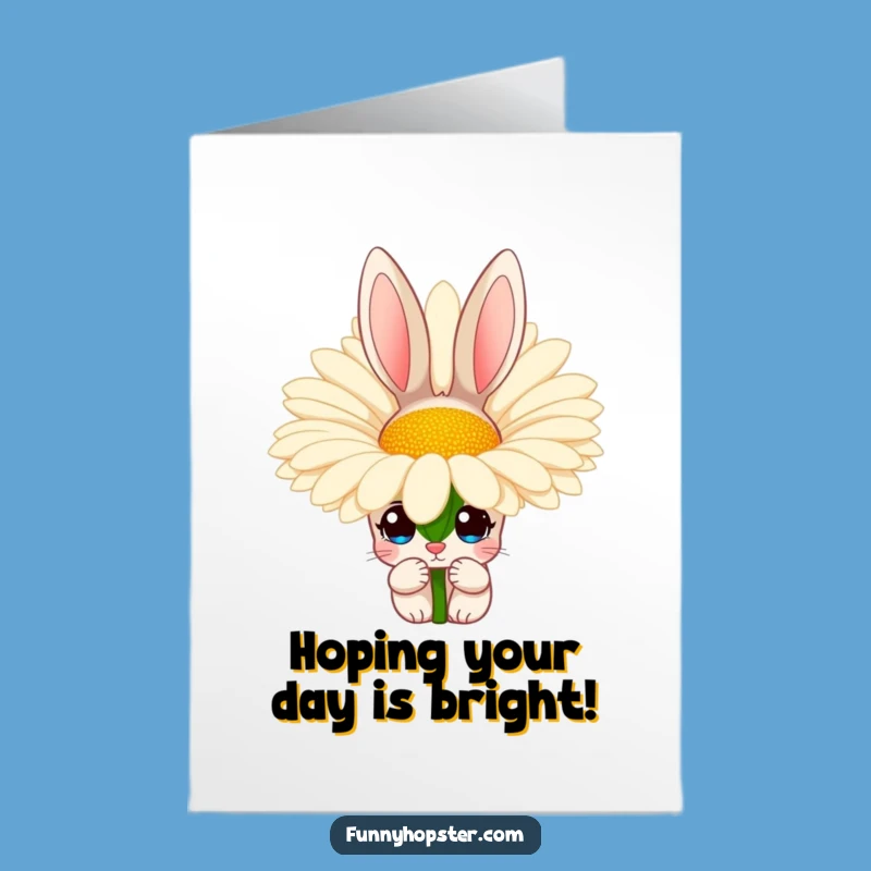 Free Printable Birthday Card: Curious Rabbit Behind Daisy Downloadable Gift for a Fun Surprise
