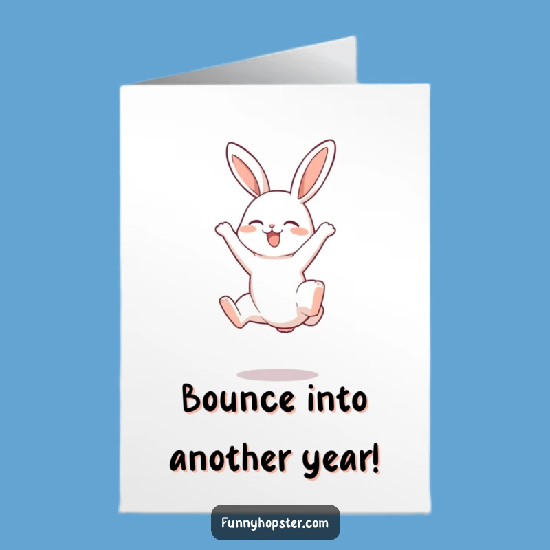 Free Printable Birthday Card: Joyful Somersault Rabbit Downloadable Gift for a Fun Celebration